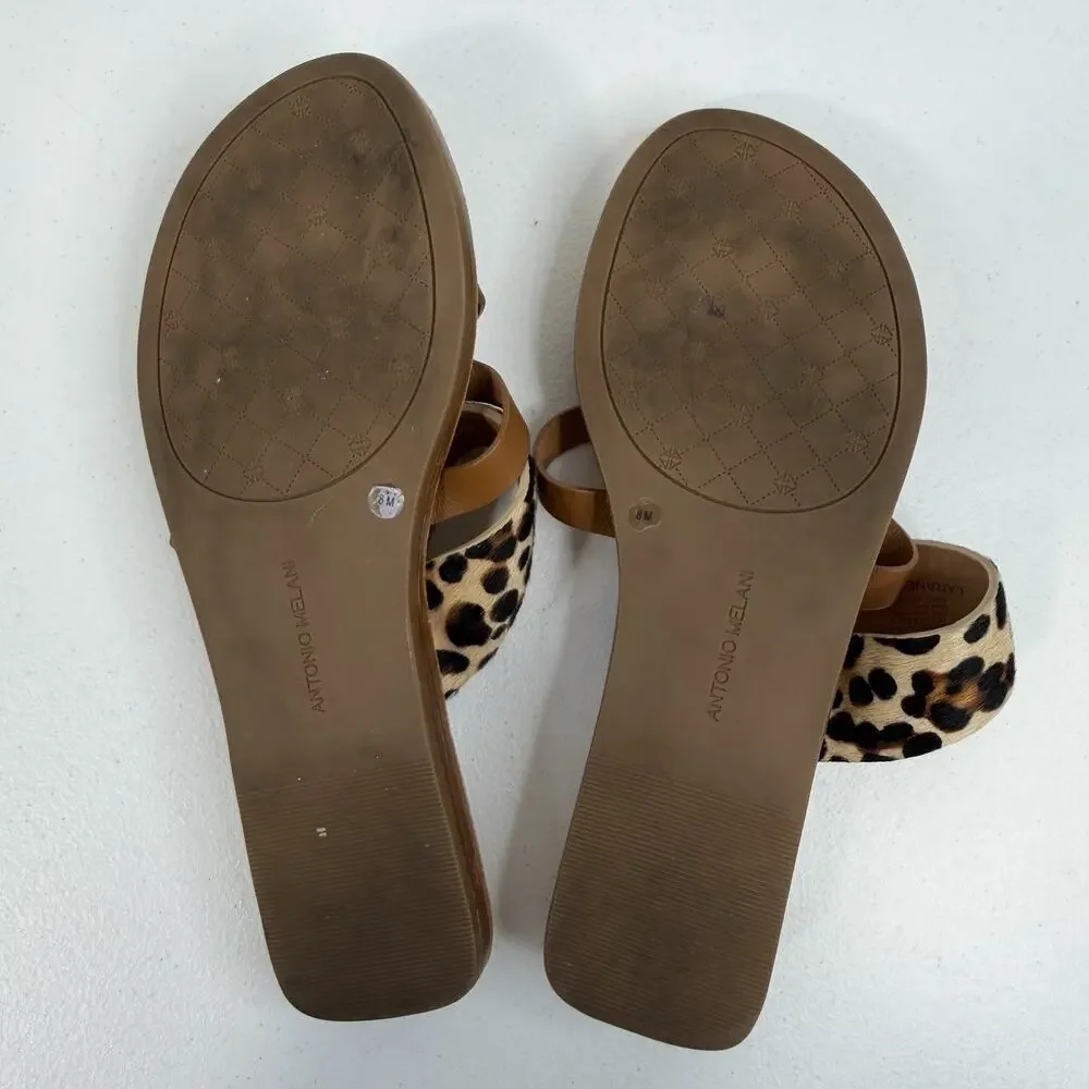 Antonio Melani Sz 8 Larandie Sandals Leather Animal Print Summer Resort Vacation